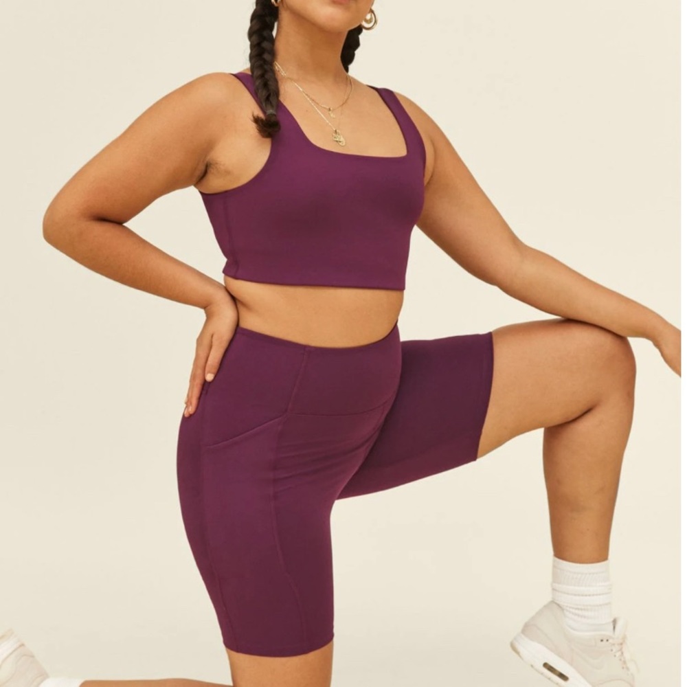 Girlfriend collective pocket bike short - plum